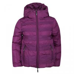 Moncler Purple Hooded Zip Front Nylon Down Jacket 8 Yrs