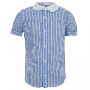 Ralph Lauren Blue Striped Puffed Sleeve Buttondown Blouse 6 Yrs