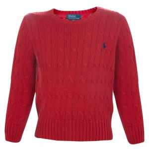 Polo By Ralph Lauren Red Cable Knit Crewneck Sweater 3 Yrs
