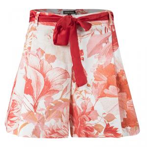 Pre Owned Roberto Cavalli Multicolor Floral Printed Cotton Tie Detail Shorts 9 Yrs