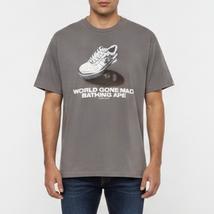 Pre Owned A Bathing Ape Grey Bape Sneaker Graphic Jersey T-Shirt XL