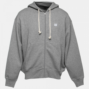 Acne Studios Grey Cotton Front Zip Hoodie L