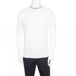 Acne Studios Off White Stretch Jersey Ribbed Neck Navid T-Shirt S