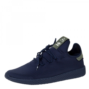 Pre Owned Pharrell Williams x Adidas Navy Blue Cotton Knit PW Tennis Hu Sneakers Size 46
