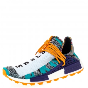 Pharrell Williams x Adidas Multicolor Cotton Knit Solar Hu NMD Sneakers Size 46