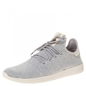 Pre Owned Pharrell Williams x Adidas Grey Cotton Knit PW Tennis Hu Sneakers Size 46