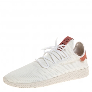 Pre Owned Adidas White Cotton Knit Pharrell Williams Tennis Hu Sneakers Size 46