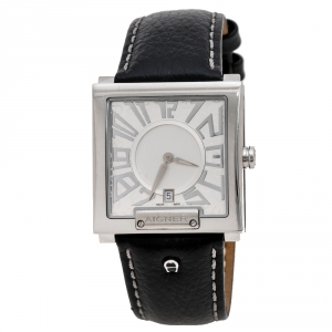 Aigner Silver Stainless Steel Leather Torino A27000 Men's Wristwatch 36 mm