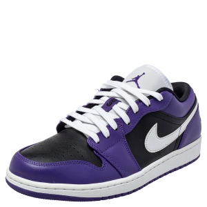 Air Jordan Purple Black Leather Air Jordan 1 Low Top Sneakers Size 43