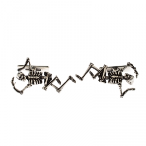 Alexander McQueen Dancing Skeleton Silver Tone Cufflinks