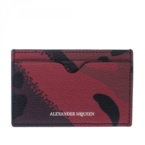 Alexander McQueen Red Camo Leather Dancing Skeleton Card Holder       