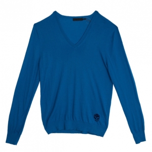 Alexander McQueen Blue Skull Detailed Sweater XL