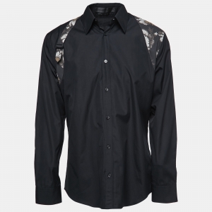 قميص أليكساندر ماكوين هارنس قطن أسود مورد مقاس إكس إكس لارج - كبير جدًا جدًا