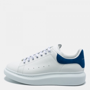 Alexander McQueen White/Blue Leather And Suede Oversized Sneaker Size 43