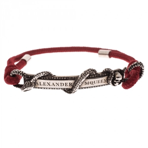 Pre Owned Alexander McQueen Red Snake and Horse Cord Adjustable Bracelet