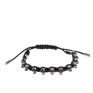 Pre Owned Alexander McQueen Skull Charm Silver Tone Bracelet