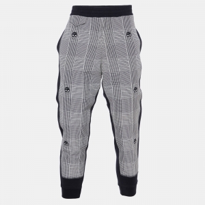 Alexander McQueen Black/White Patterned Cotton Trackpants L