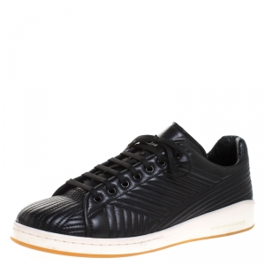 Alexander McQueen Black Quilted Leather Low Top Sneakers Size 42