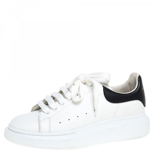Alexander McQueen White Leather Oversized Low Top Sneakers Size 40.5