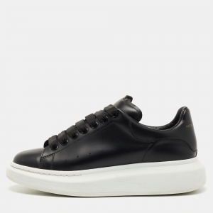 Alexander McQueen Black Leather Larry Low Top Sneakers Size 42.5