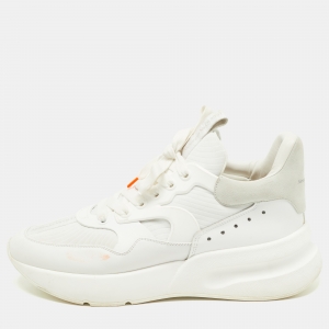 Alexander McQueen White Leather and Suede Oversized Sneakers Size 45