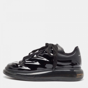 Alexander McQueen Black Patent and Leather Oversized Sneakers Size 43