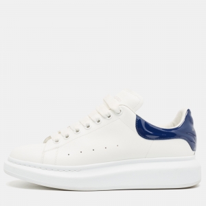 Alexander McQueen White/Blue Leather Oversized Sneakers Size 43
