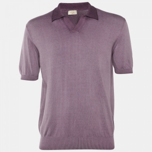 Pre Owned Altea Purple Ombre Cotton Knit Polo T-Shirt L