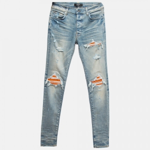 Amiri Blue Washed & Distressed Slim Fit Jeans S Waist 30"