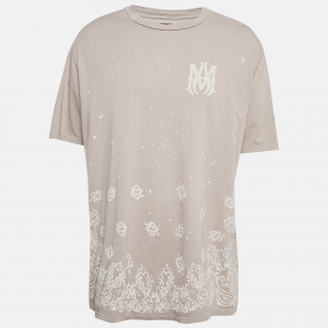 Amiri Grey Bandana Bleach Print Cotton Jersey T-Shirt XXL