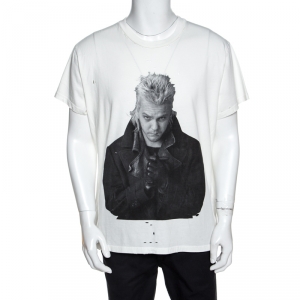 Amiri Off White Lost Boys Print Cotton Distressed Shotgun T-Shirt M