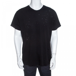 Amiri Black Distressed Cotton Shotgun T-Shirt M