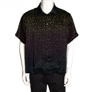Amiri Black Silk Polka Dot Short Sleeve Shirt L