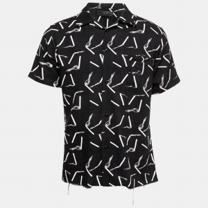 Amiri Black Cigarette Print Cotton Short Sleeve Shirt S