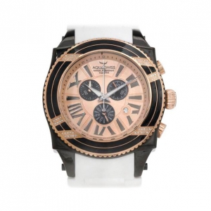 AquaSwiss Gold Plated SS Black Unisex Wristwatch 