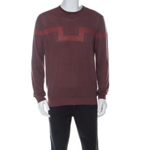 Armani Collezioni Rust Orange and Brown Lightweight Knit Sweater XL 