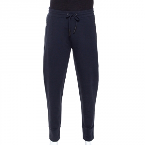 Pre Owned Armani Collezioni Navy Blue Stretch Cotton Jogger Pants XL