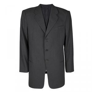 Pre Owned Armani Collezioni Grey Pin Striped Wool Regular Fit Blazer 4XL