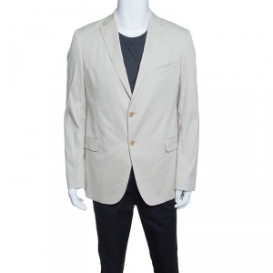 Pre Owned Armani Collezioni Beige Cotton and Silk Tailored Blazer XXL