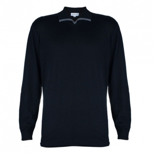 Pre Owned Armani Collezioni Black Long Sleeve Polo Shirt XL