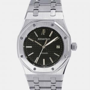 Audemars Piguet Black Stainless Steel Royal Oak Automatic Men's Wristwatch 39 mm