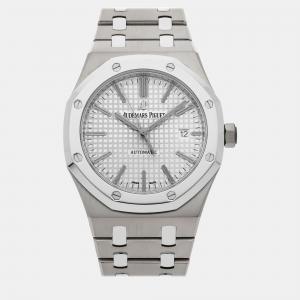 Audemars Piguet Silver Titanium Royal Oak Automatic Men's Wristwatch 41 mm
