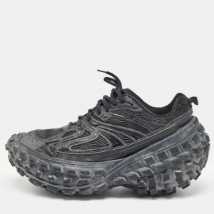 Pre Owned Balenciaga Black Faux Leather and Mesh Defender Sneakers Size 43
