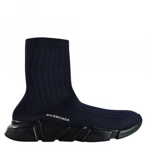 Balenciaga Blue Elastane Speed Ribbed Low Trainer Sneakers Size 43