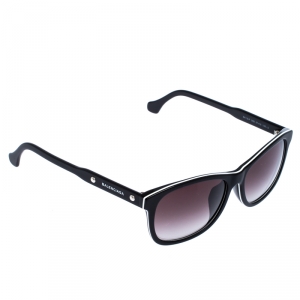 Balenciaga Black/White Trim BA 19-F Wayfarer Sunglasses