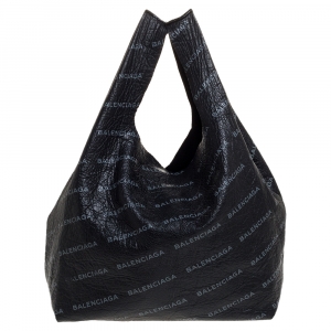 Balenciaga Black Leather Supermarket Shopper Bag