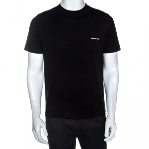 Pre Owned Balenciaga Black Cotton Crew Neck T-Shirt M