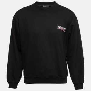 Balenciaga Black Cotton Logo Printed Sweatshirt S