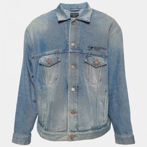 Balenciaga Blue Washed Denim Oversized Jacket XS