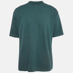 Balenciaga Green Logo Print Cotton Knit Oversized T-Shirt M